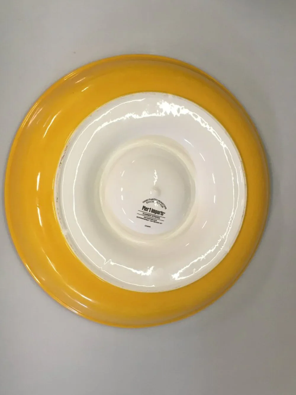 Pier 1 Imports Summer Stripes Ironstone Large Round Chip & Dip Serving Platter